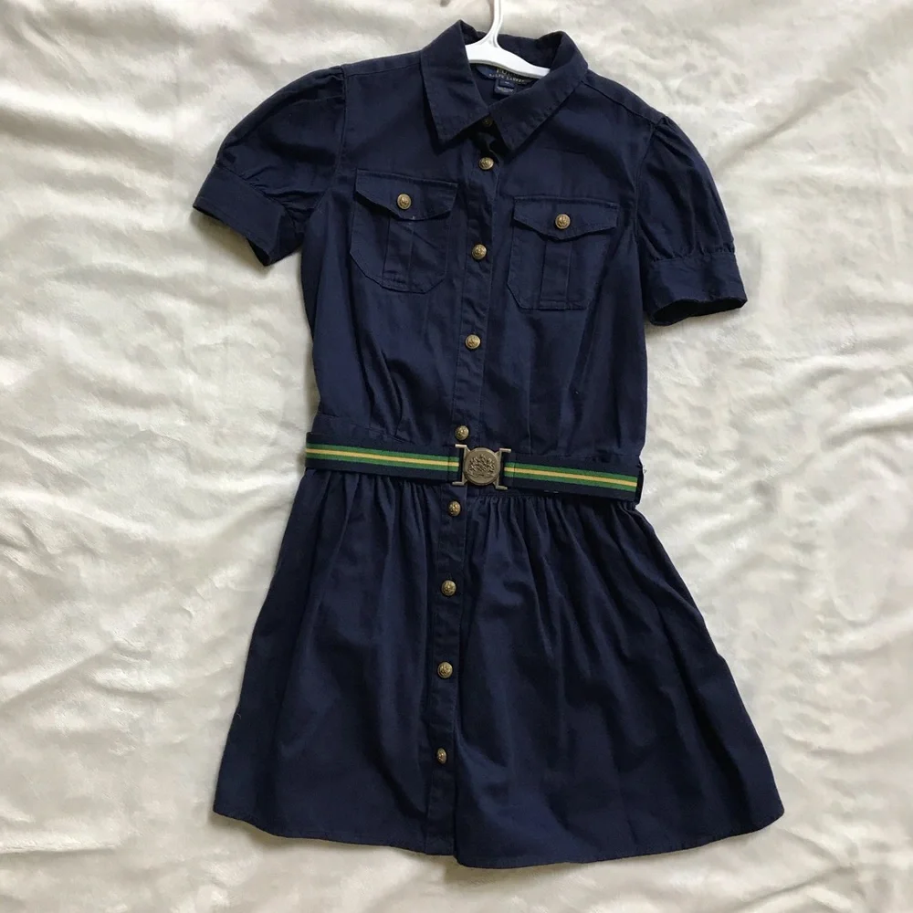 Ralph Lauren Girl’s Belted Cotton shirt dress-size 10